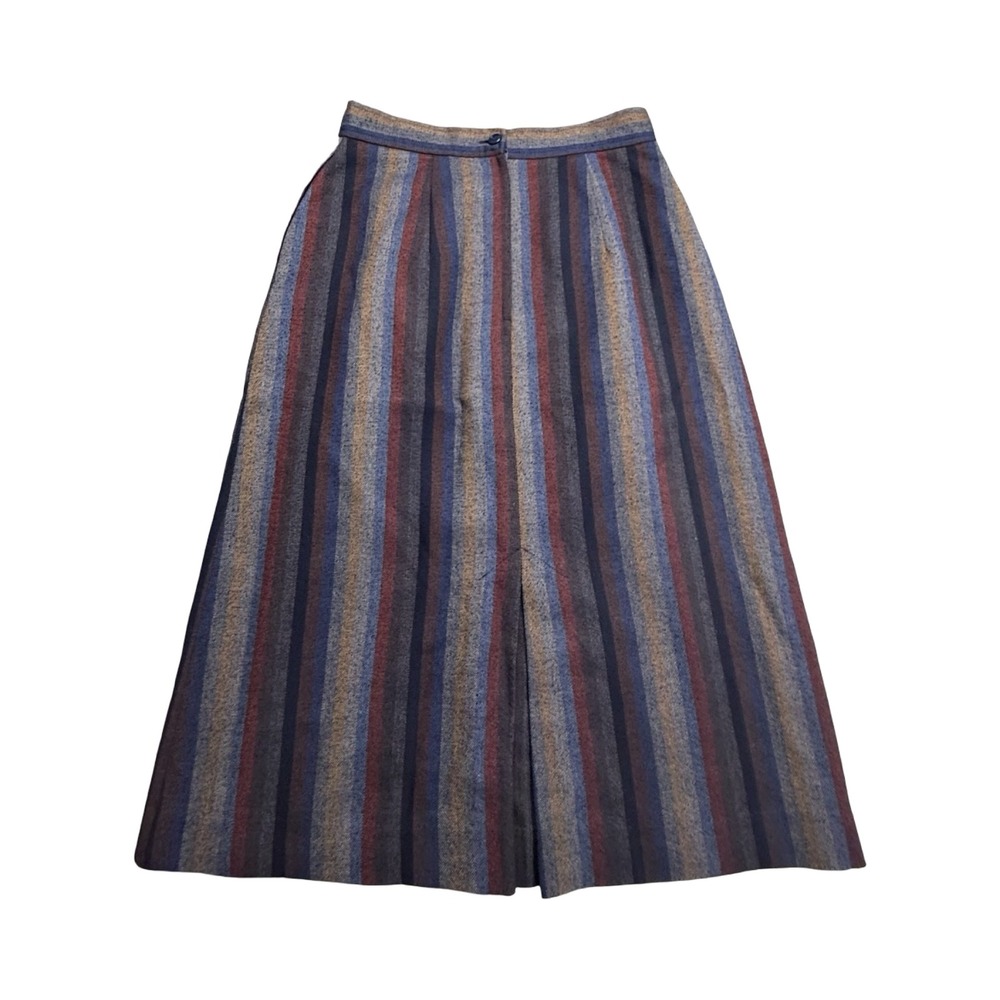 Cristina's Striped Skirt Womens 9/10 Multicolor A-Line Vintage Poly Rayon Modest
